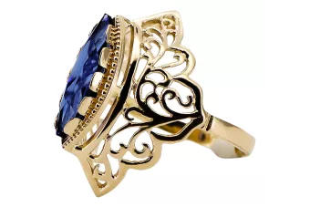 Anneau Saphir Or jaune 14 carats Style vintage vrc017y